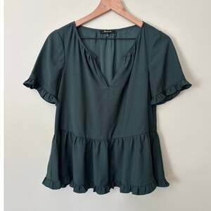 Madewell Green Peplum Blouse XS